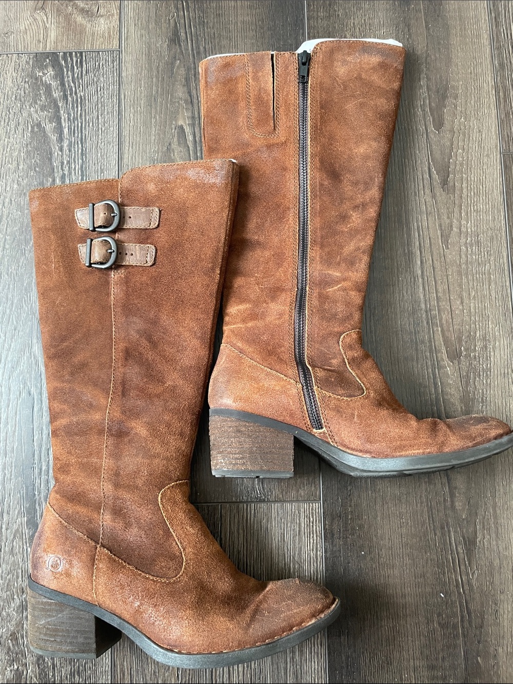 Born Women's Brown Suede Mid-Calf Heeled Boots